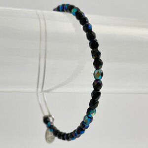 Alex + Ani blue iridescent beaded bangle bracelet